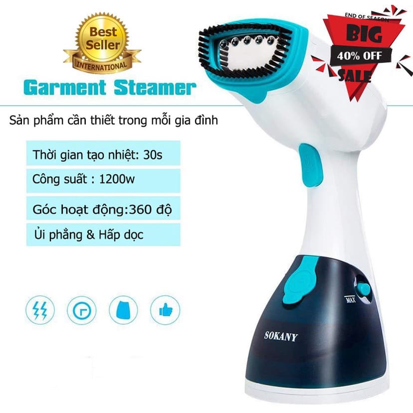 Ảnh Bàn là hơi nước cầm tay SOKANY ủi nhanh phẳng mọi chất vải, cực tiện lợi [BẢO HÀNH 12 THÁNG - ĐỔI TRẢ TRONG 15 NGÀY] 3