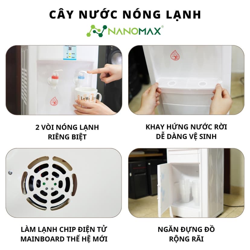 Ảnh Cây Nước Nóng Lạnh Nanomax KF800, Công Nghệ Nhiệt Độ Kép 2 Vòi Nóng Lạnh, Tủ Đựng Đồ, Tự Động Ngắt Điện An Toàn Sử Dụng 3
