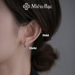 Thumbnail Khuyên tai bạc nam nữ tròn trơn chốt bấm Miêu Bạc đủ size chất liệu bạc S925 phụ kiện trang sức B400071 MB01 (1 chiếc) 3