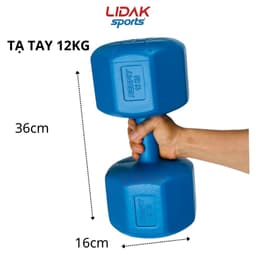 Thumbnail Tạ tay 12kg LIDAK ruột tạ có lõi sắt chống gãy siêu bền , tạ tập gym tại nhà 12kg bọc nhựa đúc sẵn - LIDAK SPORT 1
