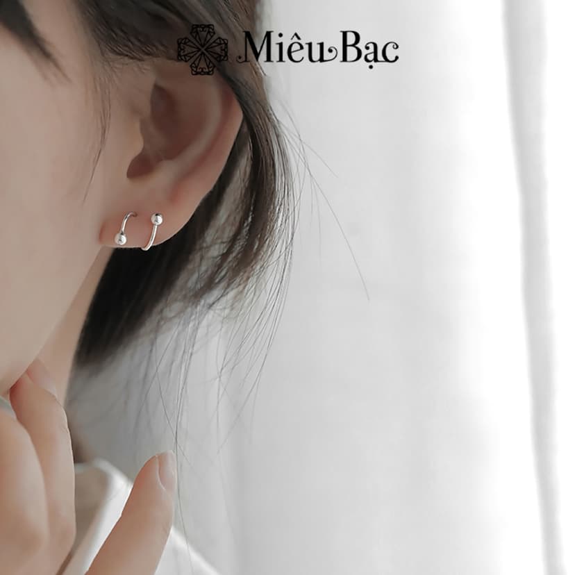 Ảnh Bông tai bạc nữ Miêu Bạc khuyên tai chốt bi xoáy cá tính (1 chiếc) chất liệu bạc 925 phụ kiện trang sức nữ B400704-1 2