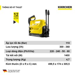 Thumbnail Máy phun rửa áp lực cao Karcher K2 Horizontal động cơ chổi than, áp lực 110 bar và đã bao gồm dây cấp nước 3