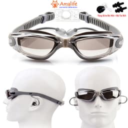 Thumbnail Màu Bạc - Kính Bơi Tráng Bạc Gắn Bịt Tai Liền Vào Dây Đeo Chống Tia UV Chống Nước Gắn Liền Thân Chính Hãng Amalife 1