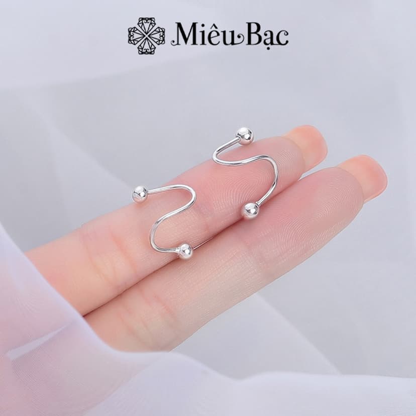 Ảnh Bông tai bạc nữ Miêu Bạc khuyên tai chốt bi xoáy cá tính (1 chiếc) chất liệu bạc 925 phụ kiện trang sức nữ B400704-1 1