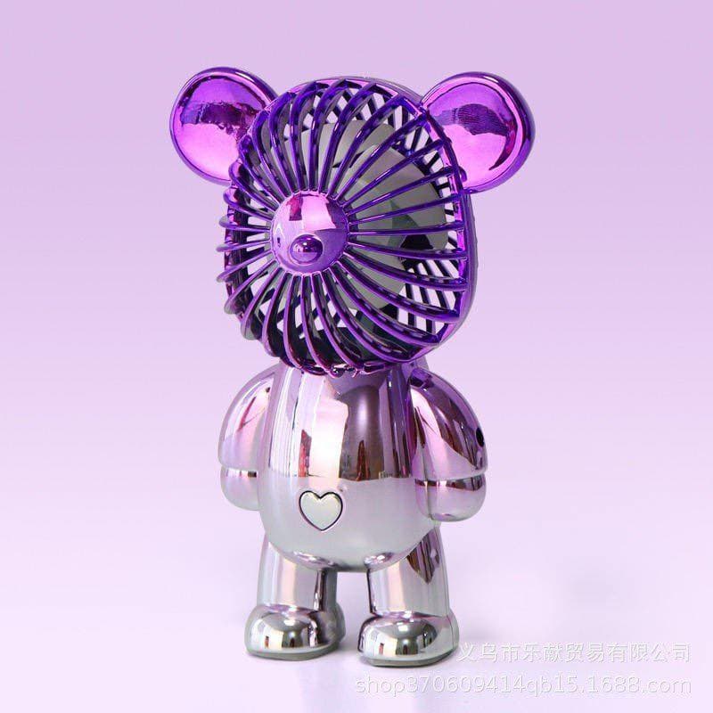 Ảnh Quạt mini tích điện NIKITO cầm tay hình gấu Bearbrick siêu dễ thương có cổng sạc USB 4