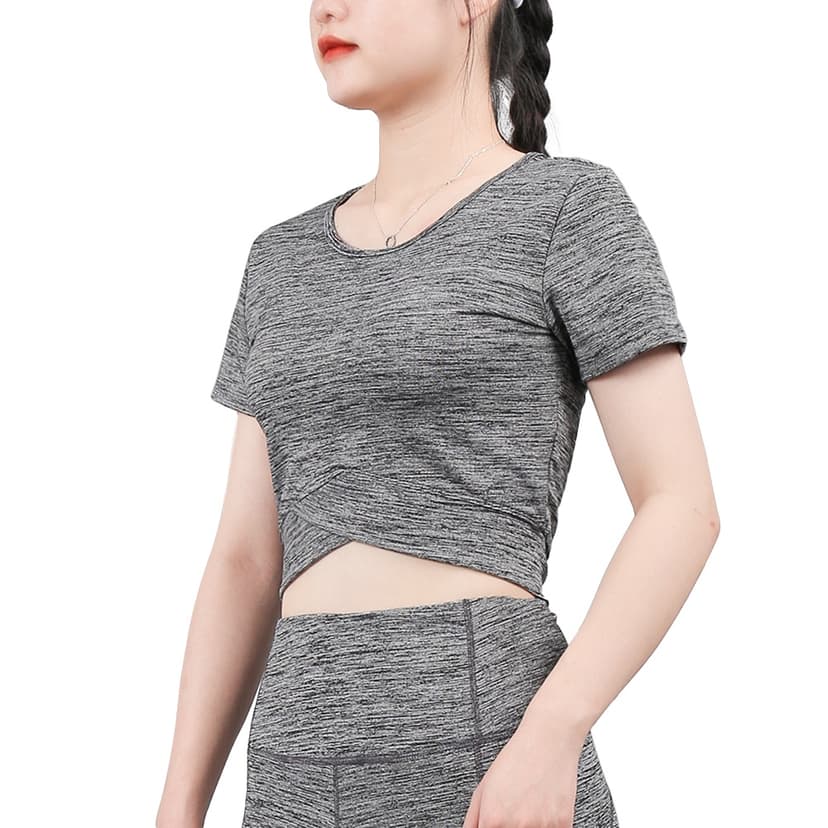 Ảnh Áo thể thao Gladimax Croptop Vạt Chéo cộc tay mặc đi tập, đi chơi,... 4