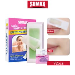 Thumbnail SUMAX Sáp tẩy lông mặt lô hội, làm sạch gốc, dưỡng ẩm chăm sóc da, miếng dán tẩy lông mặt không đau dành cho phụ nữ nhạy cảm 72 miếng 1