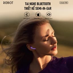 Thumbnail Tai Nghe Bluetooth 5.3 ROBOT Airbuds T50S Semi InEar Kháng Nước IPX4 Âm Thanh Rõ Nét, Playtime 24h 2