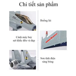 Thumbnail Đồ chơi máy bay tiêm kích J-15 KAVY bằng hợp kim có nhạc, đèn phun được khói chạy cót sạc điện USB 2