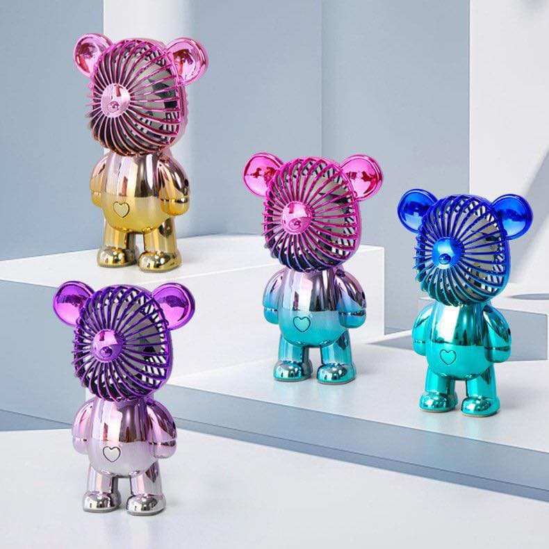 Ảnh Quạt mini tích điện NIKITO cầm tay hình gấu Bearbrick siêu dễ thương có cổng sạc USB 1