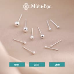 Thumbnail Bông tai bạc nữ bi tròn unisex Miêu Bạc khuyên tai nam nữ bi chất liệu bạc S925 thời trang phụ kiện trang sức B000061 2