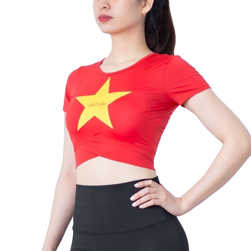 Ảnh Áo thể thao Gladimax Croptop Vạt Chéo cộc tay mặc đi tập, đi chơi,... 1