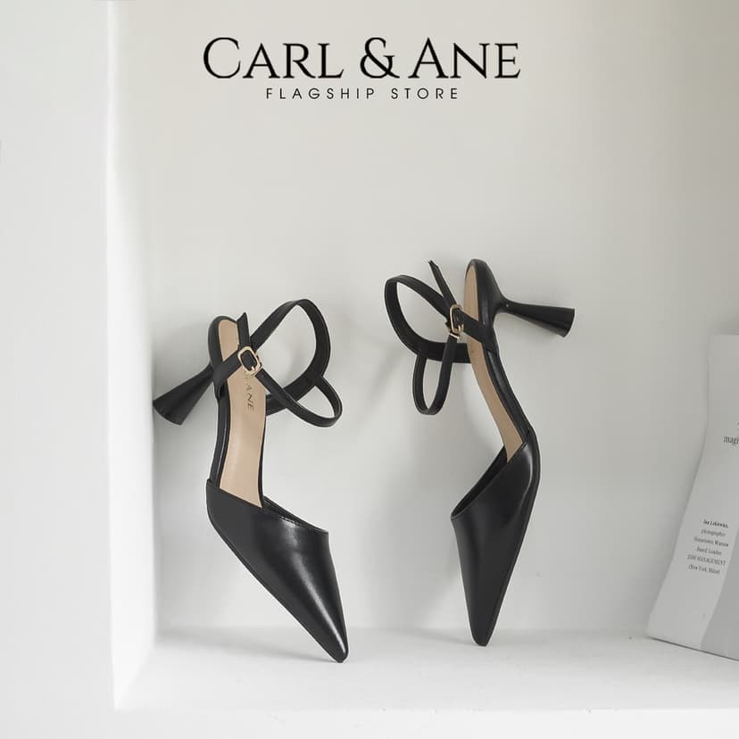 Ảnh Carl & Ane - Giày cao gót nữ mũi nhọn phong cách thanh lịch cao 7cm màu đen - CL039 1