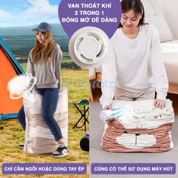Thumbnail Túi hút chân không đựng quần áo DOROTA bọc cất chăn màn không cần dùng bơm 2 lớp khóa zip nhiều màu TCK1 2