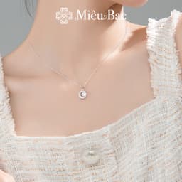 Thumbnail Dây chuyền bạc nữ mặt trăng đính đá Miêu Bạc vòng cổ nữ Mystery Moonie phụ kiện thời trang trang sức D400886 2