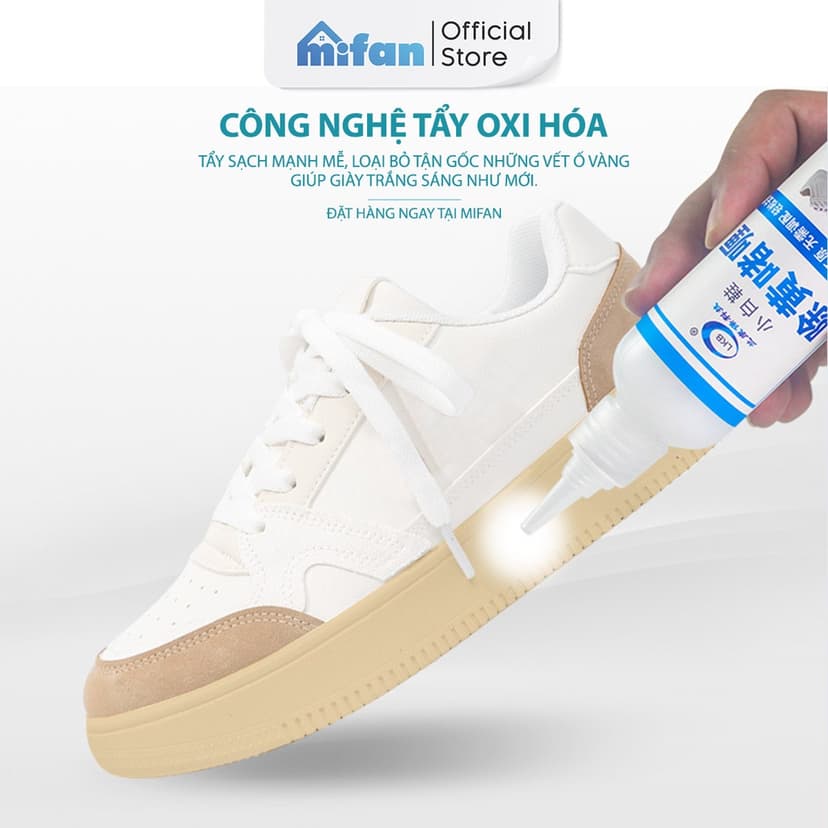 Ảnh Dung dịch tẩy ố vàng đế giày Mifan LKB 100gr - Vệ sinh, làm trắng các đồ cao su, sneaker, giầy thể thao 2