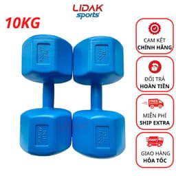 Thumbnail Tạ tay 10kg LIDAK ruột tạ có lõi thép chống gãy siêu bền , tạ tập gym tại nhà 10kg bọc nhựa đúc sẵn ruột - LIDAK SPORT 1