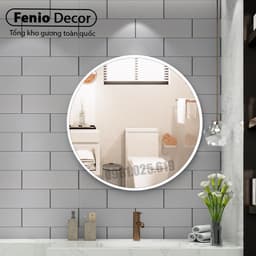 Thumbnail Gương treo tường nhà tắm FENIO hình tròn viền màu đen 2