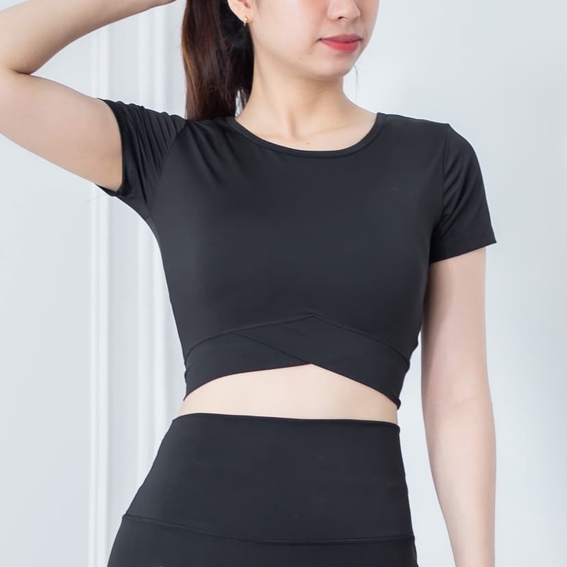 Ảnh Áo thể thao Gladimax Croptop Vạt Chéo cộc tay mặc đi tập, đi chơi,... 3