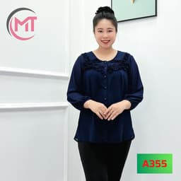 Thumbnail Áo Trung Niên Nữ MAI THY 355, Mẫu Sơ Mi BigSize Tay Lỡ Cổ Bèo Nhiều Nút Đẹp Trang Nhã, Thời Trang Trung Niên Nữ U40 1