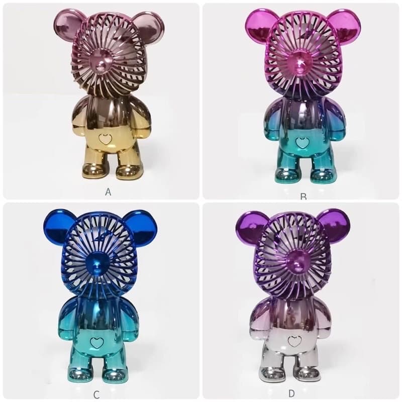 Ảnh Quạt mini tích điện NIKITO cầm tay hình gấu Bearbrick siêu dễ thương có cổng sạc USB 2
