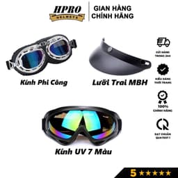Thumbnail Phụ kiện Kính Phi Công kính UV Hpro Helmet gắn mũ bảo hiểm 1/2 và 3/4 đi phượt trang trí mũ chắn gió bảo vệ mắt 2