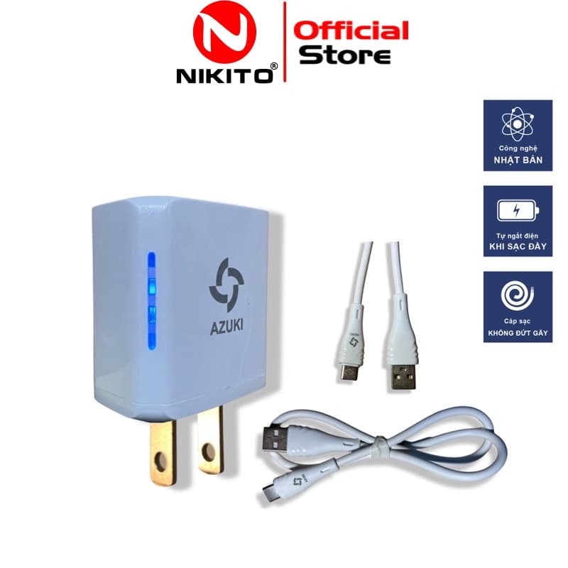 Ảnh Bộ Sạc Pin Dự Dòng Azuki Tự Ngắt Điện Khi Sạc Đầy Siêu Xịn, Đầu Sạc TypeC [100-240V Sử Dụng Được Việt Nam,Japan] NIKITO 1
