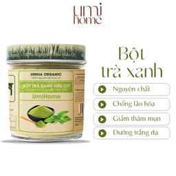 Thumbnail Bột Trà Xanh đắp mặt nạ hữu cơ UMIHOME 135g nguyên chất - Giúp trắng da, sạch mụn và thâm, ngừa lão hóa, mờ nếp nhăn 1