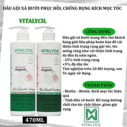 Thumbnail Combo dầu gội xả, xịt bưởi phục hồi chống rụng kích mọc tóc Vitalycil Grapefruit 470ML + 100ML 2