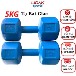 Thumbnail Tạ tay 5kg LIDAK ruột tạ có lõi thép chống gãy siêu bền , tạ tập gym tại nhà 5kg bọc nhựa đúc đặc ruột LIDAK SPORT 1