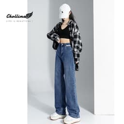 Thumbnail Quần jeans nữ Chollima ống rộng SIMPLE JEAN hoạ tiết da trắng cá tính QD258 ulzzang phong cách hàn 1