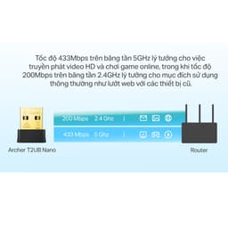 Thumbnail Bộ Chuyển Đổi USB Wifi TP-Link Archer T2UB Nano Bluetooth 4.2 Chuẩn AC 600Mbps 2
