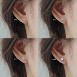 Thumbnail Bông tai bạc nam nữ nụ đá tròn Miêu Bạc khuyên tai bạc 925 đính đá nhiều size phụ kiện trang sức unisex B000145 1