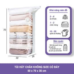Thumbnail Túi đựng quần áo hút chân không DOROTA không cần dùng bơm tái sử dụng chống nước chống mốc 50x70x30cm FL573 1