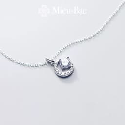 Thumbnail Dây chuyền bạc nữ mặt trăng đính đá Miêu Bạc vòng cổ nữ Mystery Moonie phụ kiện thời trang trang sức D400886 3
