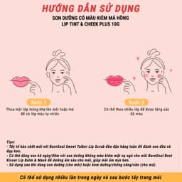 Thumbnail Son dưỡng có màu kiêm má hồng giúp làm hồng môi và má tự nhiên BareSoul Lip Tint & Cheek Plus (Đỏ/Cam/Hồng) 10g 1
