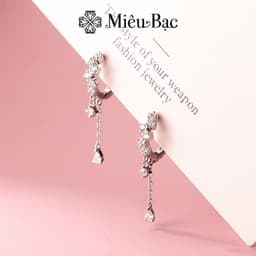 Thumbnail Bông tai bạc nữ Miêu Bạc đính đá dáng dài 1 đôi chất liệu bạc S925 thời trang phụ kiện trang sức B400744 3