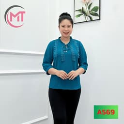 Thumbnail Áo Trung Niên Nữ MAI THY 568, Mẫu Sơ Mi Tặng Mẹ Cổ Nơ Bèo Viền Ren Lịch Sự Trang Nhã | Thời Trang Nữ Trung Tuổi U40 2