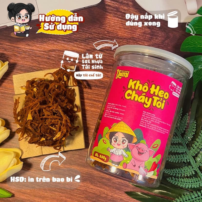 Ảnh Khô heo cháy tỏi Trạm ngọt Yumi đồ ăn vặt thịt lợn xé sợi thơm ngon 3