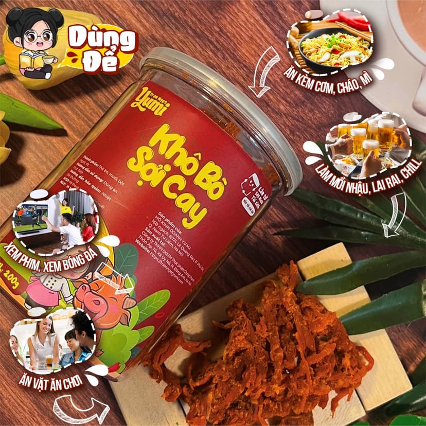 Ảnh Khô bò sợi cay Trạm ngọt Yumi đồ ăn vặt thịt xé thơm ngon an toàn vệ sinh 3
