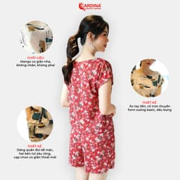 Thumbnail Đồ Bộ Nữ 𝐂𝐀𝐑𝐃𝐈𝐍𝐀 Chất Lụa Mango Cao Cấp Áo Cộc Tay Quần Đùi Họa Tiết Hoa 2MF04, 4BMN01 2