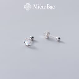 Thumbnail Bông tai bạc nữ Miêu Bạc khuyên tai đính đá mặt trăng 1 chiếc moonstone chốt vặn chất liệu bạc S925 MB37 3