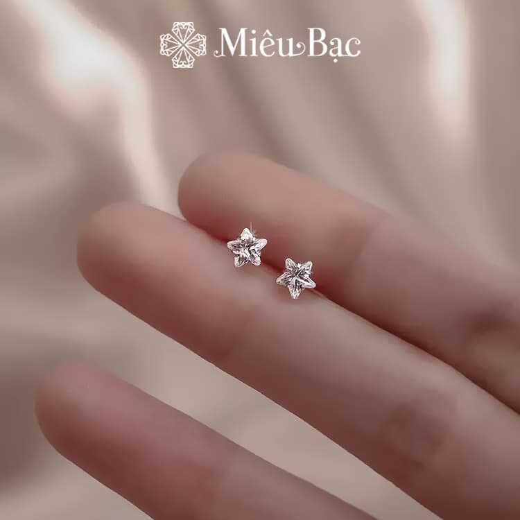 Ảnh Bông tai bạc nữ MIÊU BẠC khuyên tai sao đá nhỏ chất liệu bạc chất liệu s925 thời trang phụ kiện trang sức E028 3