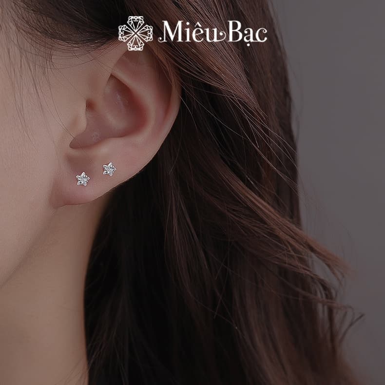 Ảnh Bông tai bạc nữ MIÊU BẠC khuyên tai sao đá nhỏ chất liệu bạc chất liệu s925 thời trang phụ kiện trang sức E028 1