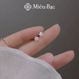 Thumbnail Bông tai bạc nữ MIÊU BẠC khuyên tai sao đá nhỏ chất liệu bạc chất liệu s925 thời trang phụ kiện trang sức E028 2