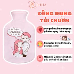 Thumbnail Túi chườm nóng lạnh PH PUHA 1000ml giữ nhiệt 3h, hoạ tiết in nổi, hỗ trợ giảm đau bụng kinh cho nữ 3