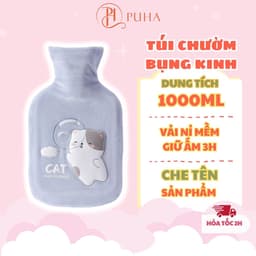 Thumbnail Túi sưởi ấm bụng kinh cho nữ Puha 1000ml, nóng lạnh đa năng giữ nhiệt 3h, món quà tặng bạn gái 1