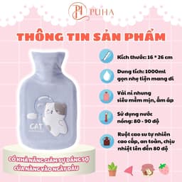 Thumbnail Túi sưởi ấm bụng kinh cho nữ Puha 1000ml, nóng lạnh đa năng giữ nhiệt 3h, món quà tặng bạn gái 2