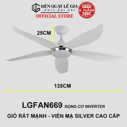 Thumbnail Quạt Trần Đẹp | Quạt Trần Đèn Gió Mạnh LGFAN669 | Quạt Trần Chung Cư Cổ Ngắn 25cm 1