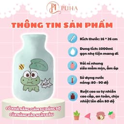 Thumbnail Túi chườm bụng nóng lạnh đa năng Puha 1000ml giữ nhiệt, sưởi ấm giảm đau hiệu quả cho bạn nữ 2